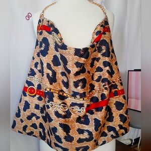 Ashley Stewart Animal Print Top with Chain Detail Size 4x